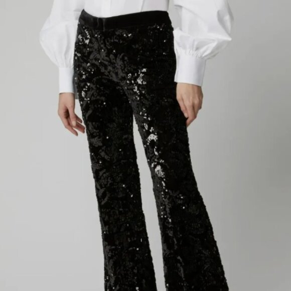 Alexis Velvet Sequins Flared Pants - NWOT BLACK